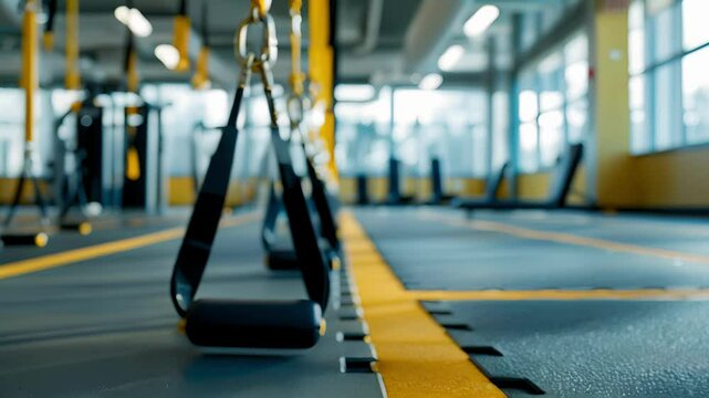 A designated area for suspension training featuring TRX ss and other suspension exercise equipment.