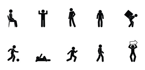 man icon, stick figure people, stickman, silhouettes, human pictograms