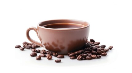 Fototapeta premium Isolated coffee cup and beans on white