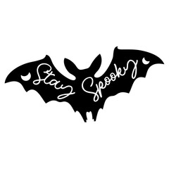 Bat silhouette with the text 