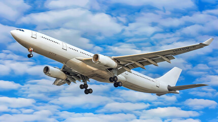 Obraz premium Airplane takes off, side view, travel and transportation concept 