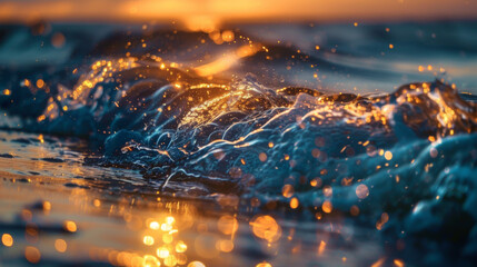 Sunlight glistens on the dancing waves of the ocean.