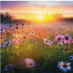 Beautiful sunrise in a summer field