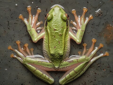 green frog on the leaf