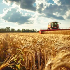 A high-quality stock image of a farmer harvesting crops in a field. The image depicts hard work and agriculture. AI generation.