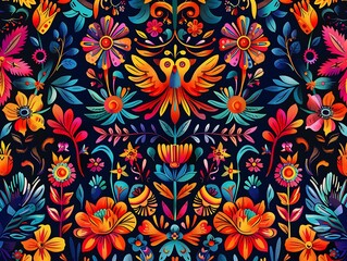 A detailed pattern celebrating Hispanic heritage month with bold colors