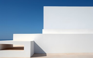 Fototapeta premium White Building with Blue Sky
