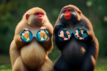 monkey with heart, portrait of an monkey, Monkey , tow monkey, wonderfully monkey, monkey in garden, brown and black monkey, face of monkey