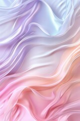 Obraz premium Abstract background of smooth, elegant satin fabric flowing in the wind. Its pastel colors range from pink to purple, creating a soft and delicate atmosphere