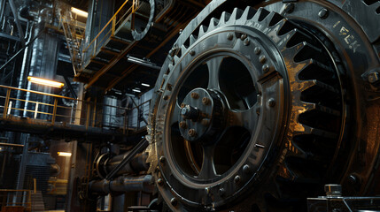 Fototapeta premium Industrial gears on assembly line in factory