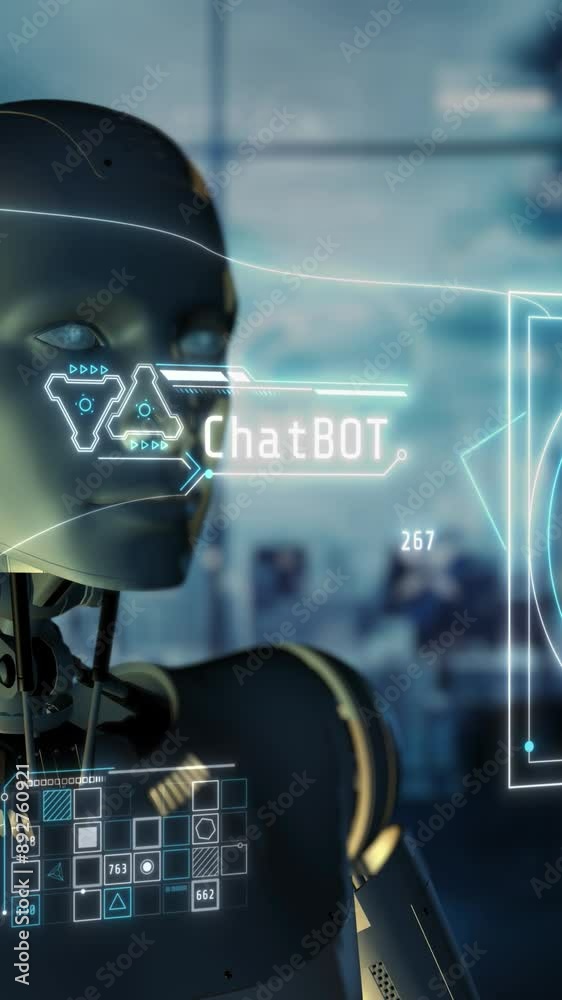 Sticker artificial intelligence operates in virtual digital space.