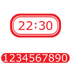 Digital clock number set. Electronic figures. Vector illustration.