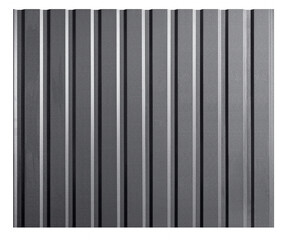 Galvanised steel corrugated profile. Flat roofing sheet isolated on white background. Standing seam...
