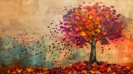 Autumnal Gratitude Tree with Vibrant Foliage Blessings
