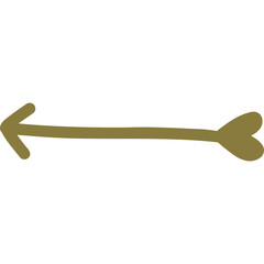 Cute hand drawn arrow with heart at the end pointing to the left. Thin simple arrow. Doodle business arrow mark icon for social media, banner, design isolated on white background