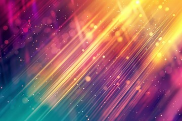 Obraz premium Abstract background featuring a dynamic blend of vivid colors with shining light rays and particles