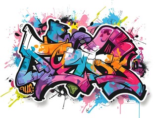 Naklejka premium Stylish Streetwear Graffiti Design Suitable for Shirt or Sticker on White Background