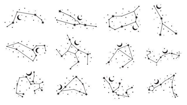 Zodiac signs collection, on white background, horoscope elements vector art