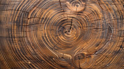 Fototapeta premium Artistic wooden background crafted from crosscut wood with ring patterns Template suitable for inscription mockups and designs