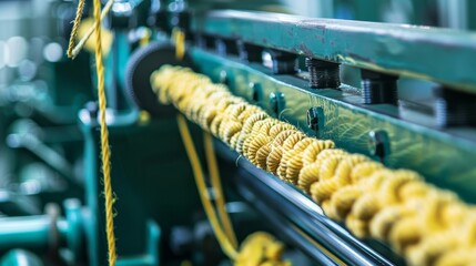 Closeup of a highquality nylon rope making machine in a factory setting