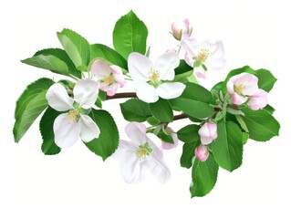 Fototapeta premium Springtime Splendor: Apple Tree Blossoms in Isolated Beauty