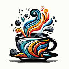 Obraz premium cup of coffee Abstract paint vector Artwork
