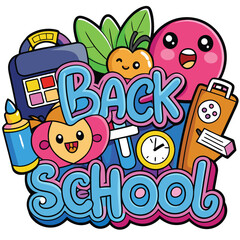 Back to School Illustration with Supplies.