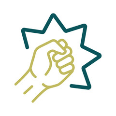 Punch, raised up clenched fist vector icon