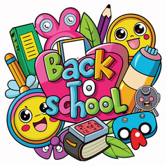 Back to School Illustration with Supplies.