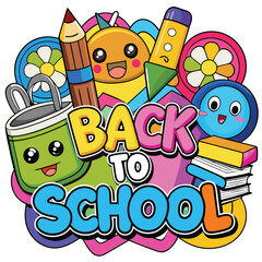 Back to School Illustration with Supplies.