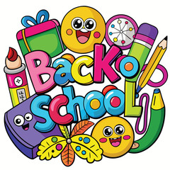 Back to School Illustration with Supplies.