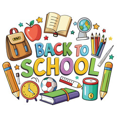 Back to School Illustration with Supplies.