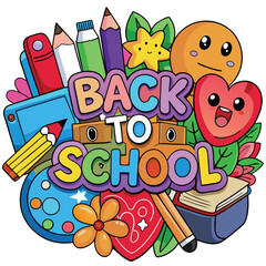 Back to School Illustration with Supplies.