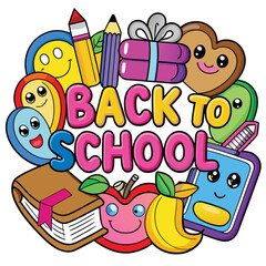 Back to School Illustration with Supplies.