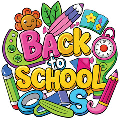 Back to School Illustration with Supplies.