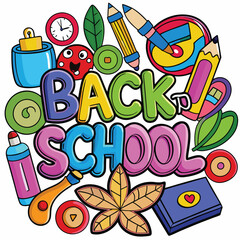 Back to School Illustration with Supplies.