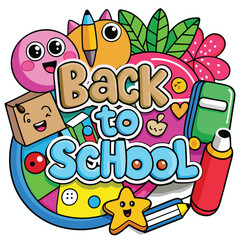 Back to School Illustration with Supplies.