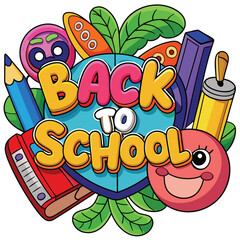 Back to School Illustration with Supplies.