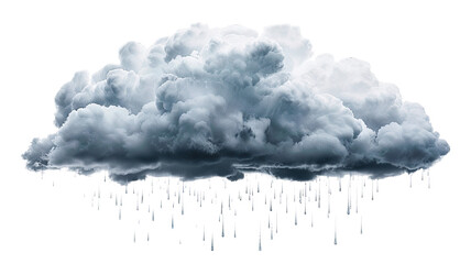 Dark rainy stormy cloud with lightning and rain, cut out © Yeti Studio