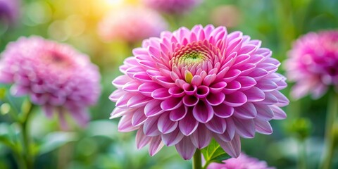 Close-up of a Delicate Pink Dahlia in Soft Sunlight, Macro Photography, Flower, Nature, Garden