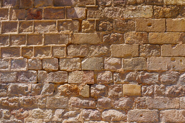 Textured Stone Wall In Historic Barcelona Setting