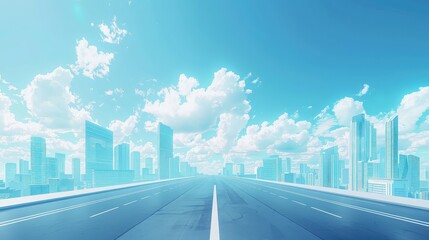 Fototapeta premium Empty Highway Leading to Futuristic City 