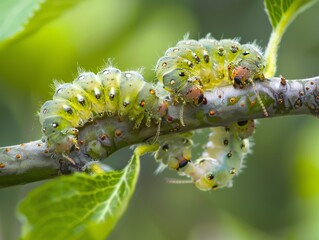 Naklejka premium Invasion of the Pear Tree: The Menace of Cacopsylla pyri Nymphs and Larvae
