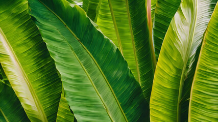 The leaves of the banana tree Textured abstract background Generative AI