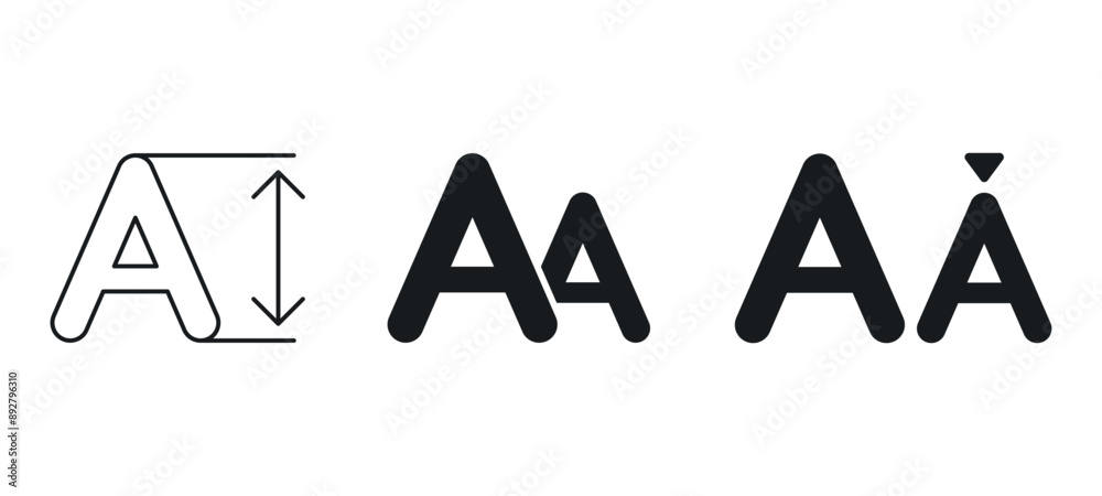Fototapete font size icon set. application interface design element.