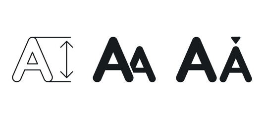 Font size icon set. Application interface design element.