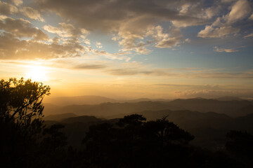 beautiful landscape of rocky mountains and cloudy sky