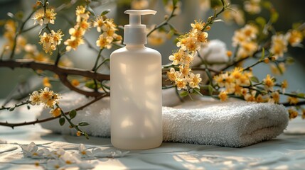 clean white shampoo on a clean background