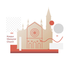 The Kanpur Memorial Church - Kanpur City, Uttar Pradesh  - Stock Illustration