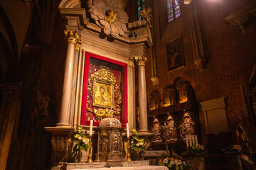 beautiful interior of the Catholic cathedral in Wroclaw